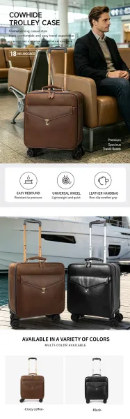 Design Rolling Laptop Briefcase Black Travel Bag Suitcase - 3