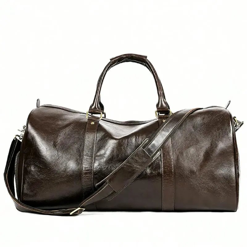 Vintage Leather Duffle Bag Brown Travel