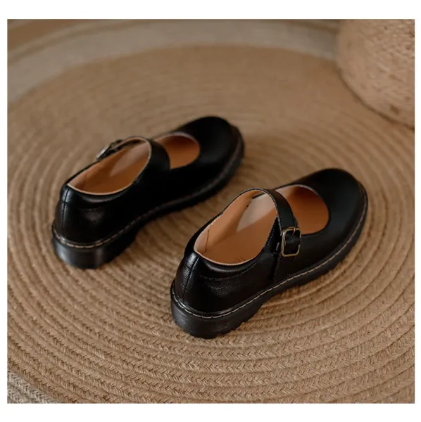 Design Mary Jane Shoes Brown Leather with Buckle Strap - 21