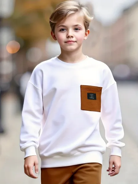 Design Oversized Pocket Sweatshirt and Cargo Pants Set in White and Army Green Casual Set - 5