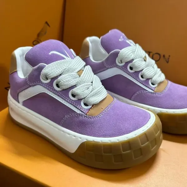 Louis Vuitton Trainer Low Purple Suede Sneakers - 1
