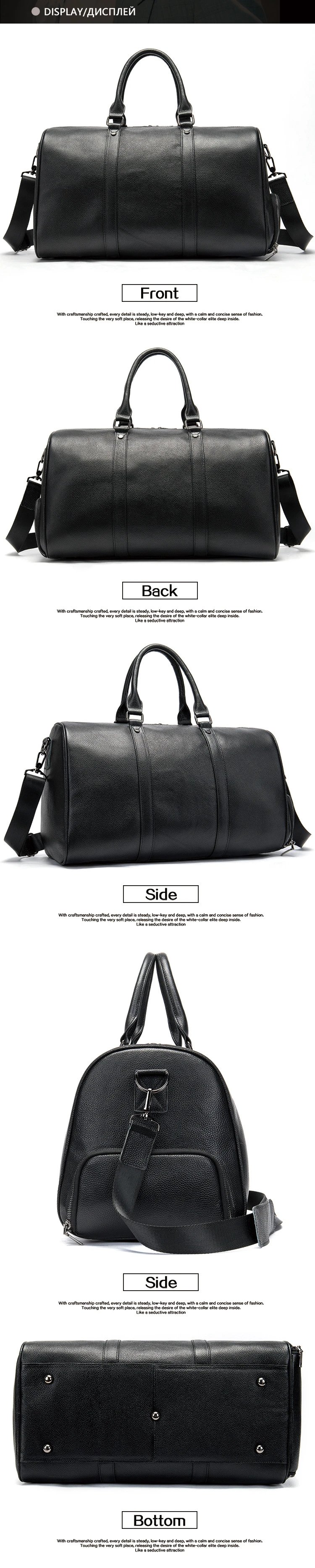 Design Leather Duffle Bag Brown Travel Bag - 12