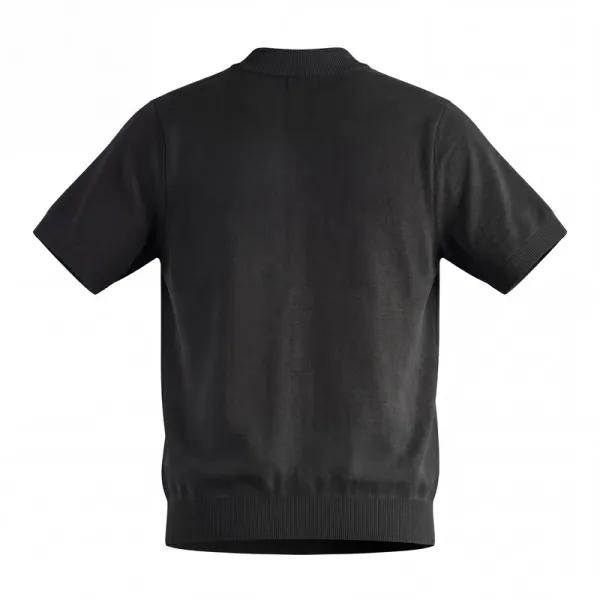 Design Short-Sleeve Knit Sweater in Light Gray with Diagonal Ribbed Texture - 16