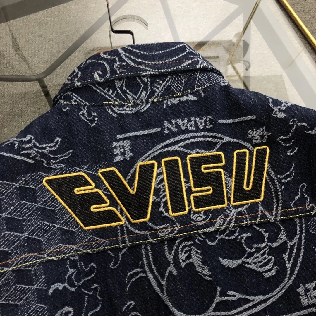 Evisu x Louis Vuitton Denim Jacket Navy Blue with Japanese Motif Print - 7