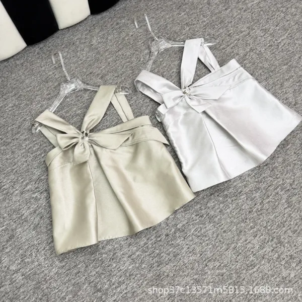 Design Bow-Back Satin Top White - 4