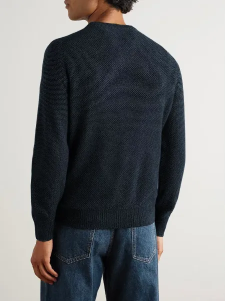 Design Knit Sweater in Cream with Textured Waffle Stitch - 10