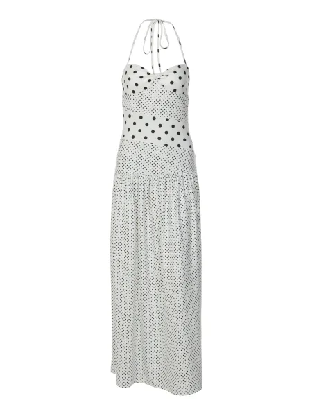 Design Polka Dot Wrap Maxi Dress Beige - 38