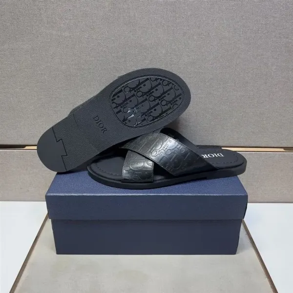 Dior Oblique Logo Slide Sandals Black Slippers - 38