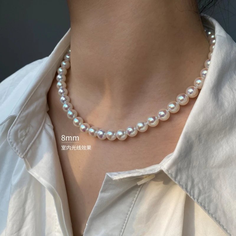 Freshwater Pearl Strand Necklace White Lustrous Classic