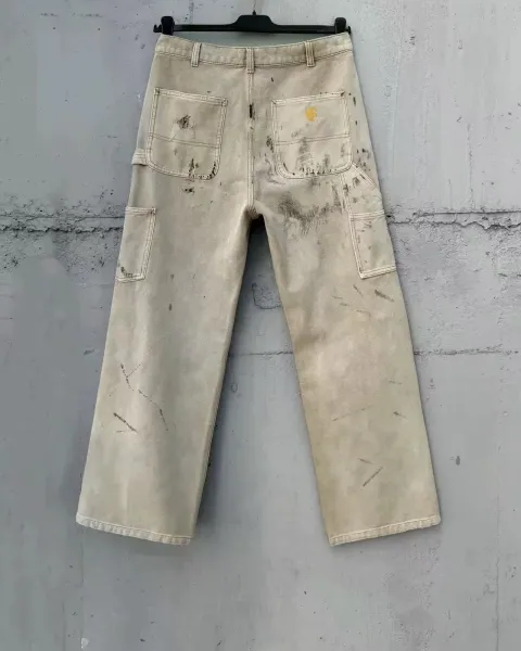 Design Cargo Pants Light Gray Washed Utility Pants - 15