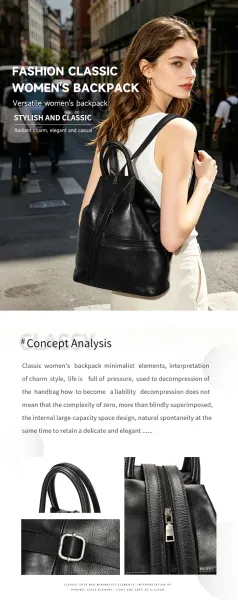 Design Leather Drawstring Backpack Black - 3