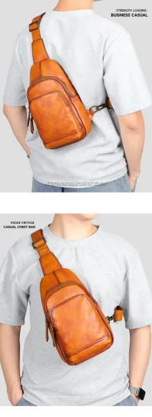Design Sling Bag Tan Leather Crossbody Bag - 4