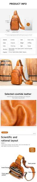 Design Sling Bag Tan Leather Crossbody Bag - 5