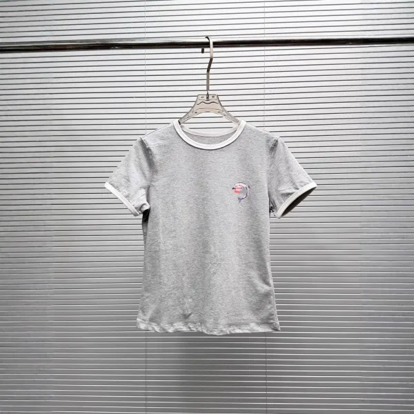 Design Ringer T-Shirt Gray with Dolphin Embroidery - 1