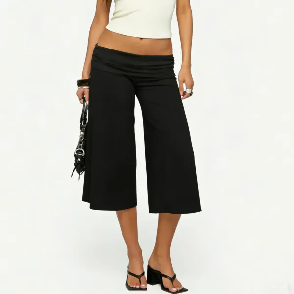 Design Wide-Leg Cropped Pants Pink - 34