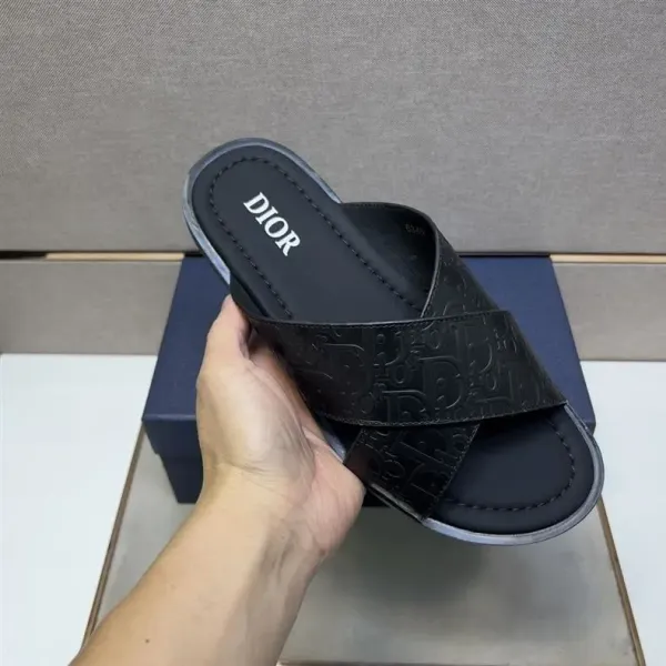 Dior Oblique Logo Slide Sandals Black Slippers - 42