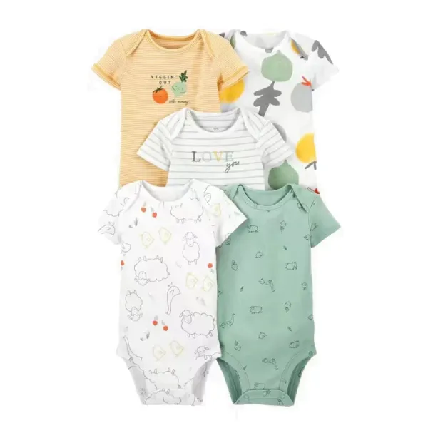 Design Carter's Animal Print Short Sleeve Bodysuits Set Multicolor Baby Onesies Clothing - 37