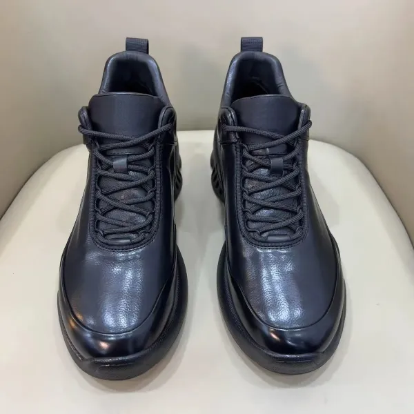 Design Chunky Leather Winter Boots Black - 7