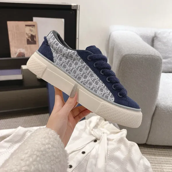 Dior B23 Oblique Embroidered Navy Sneakers - 13