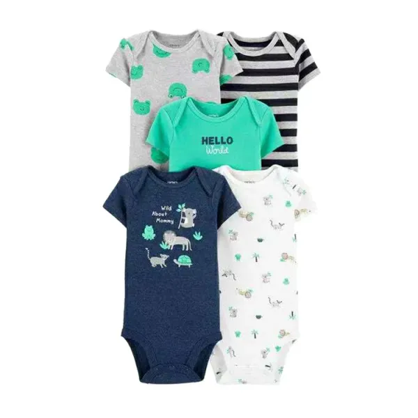Design Carter's Animal Print Short Sleeve Bodysuits Set Multicolor Baby Onesies Clothing - 49