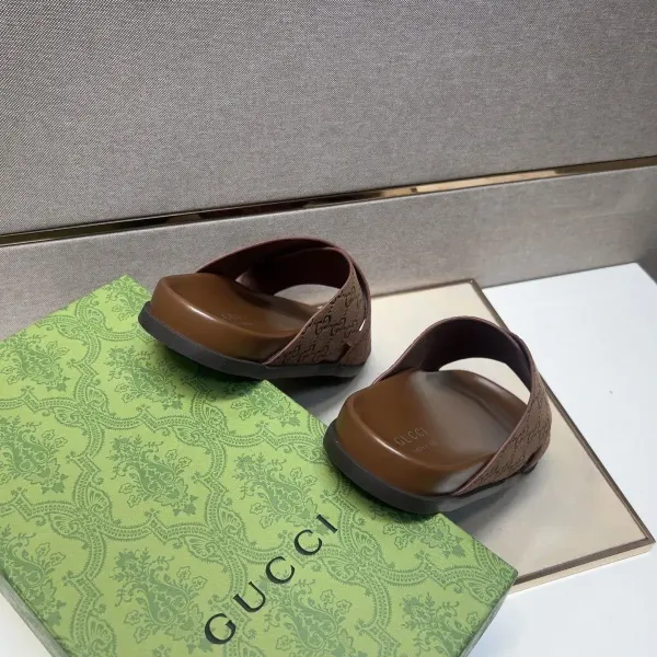 Gucci GG Marmont Slide Sandals Brown Suede Slippers - 36