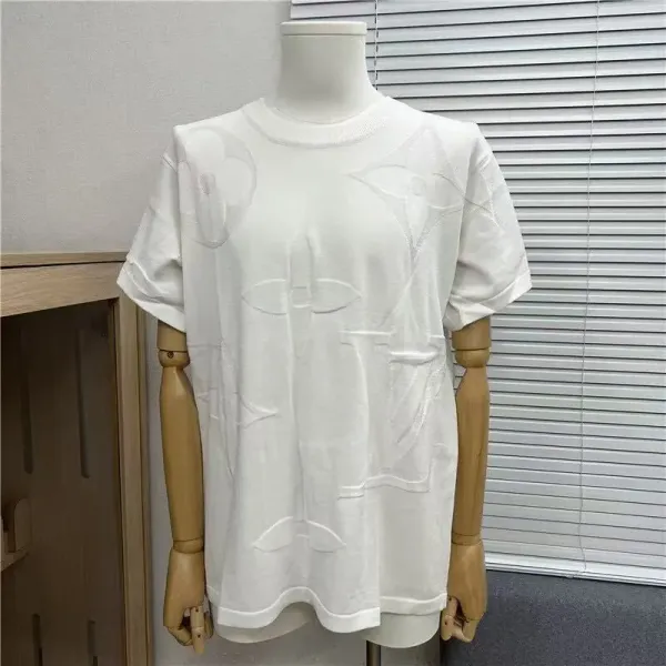 Design Embossed Floral Motif White T-Shirt - 1
