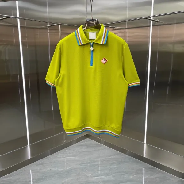Fred Perry Rainbow Trim Half-Zip Polo Lime Green Polo Shirt - 8