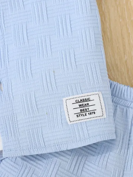 Design Classic Wear 1975 Woven Texture Short Set White Kids Casual Set Sets - 21