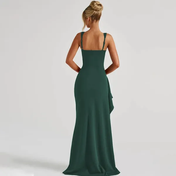 Design White Ruched High-Slit Maxi Dress - 60