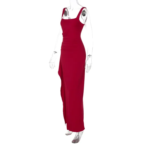 Design White Ruched High-Slit Maxi Dress - 62