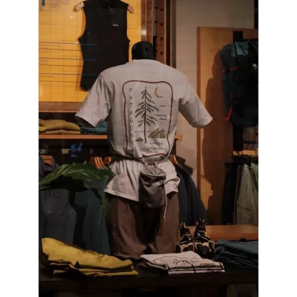 Patagonia Graphic Tee Beige with Tree Print T-Shirt - 8