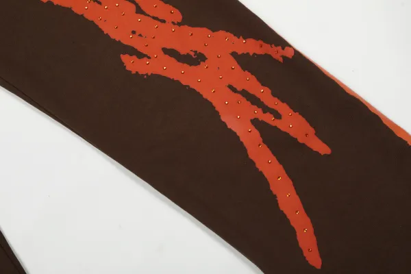 Design Abstract Print Brown Sweatpants - 8