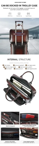Design Gradient Blue Leather Travel Set: Rolling Suitcase and Briefcase Travel Bags - 5