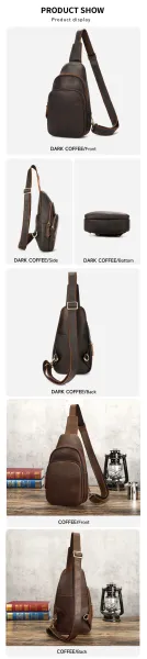 Design Leather Sling Bag Brown Crossbody Bag - 9