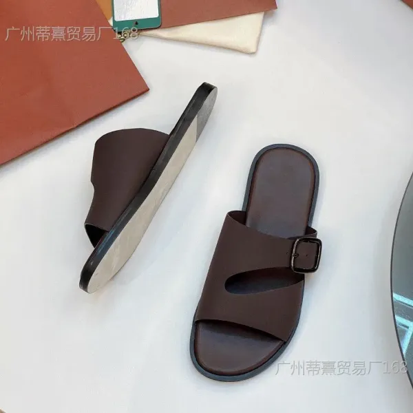 Design Buckle Slide Sandals Black Slippers - 10