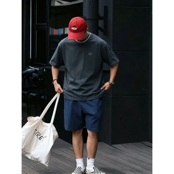Fred Perry T-Shirt with Laurel Wreath Logo in Charcoal Gray - 7