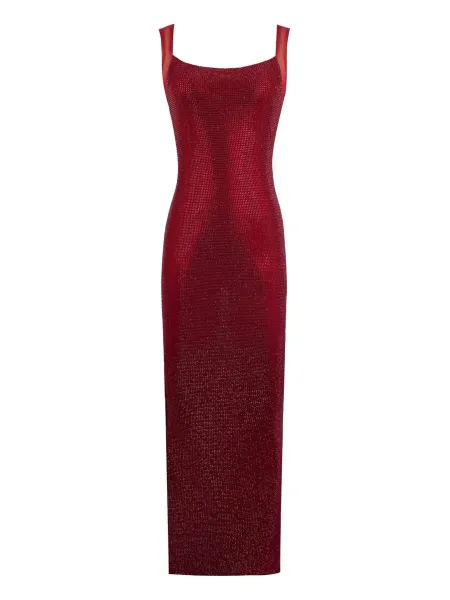 Design Crystal Mesh Slip Dress Burgundy - 1