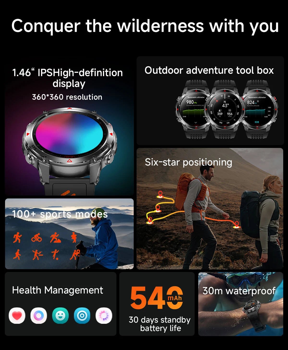 Design Smartwatch Pro Black Orange Sports Watch - 4