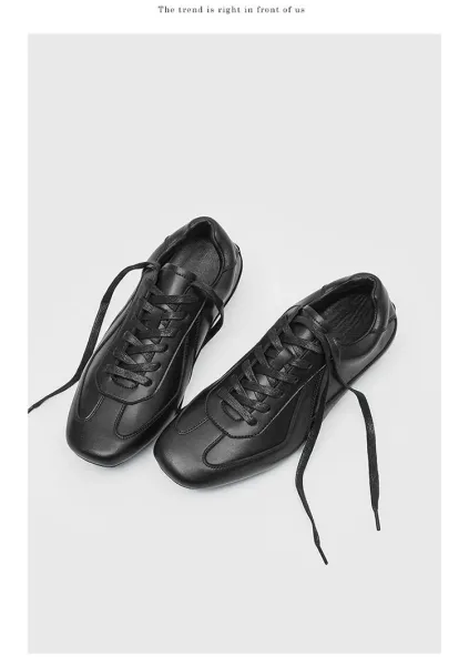 Design Black Leather Low-Top Sneakers - 12