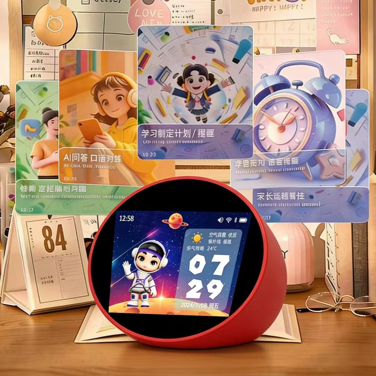 Smart Early Education Device White Interactive Learning Clock