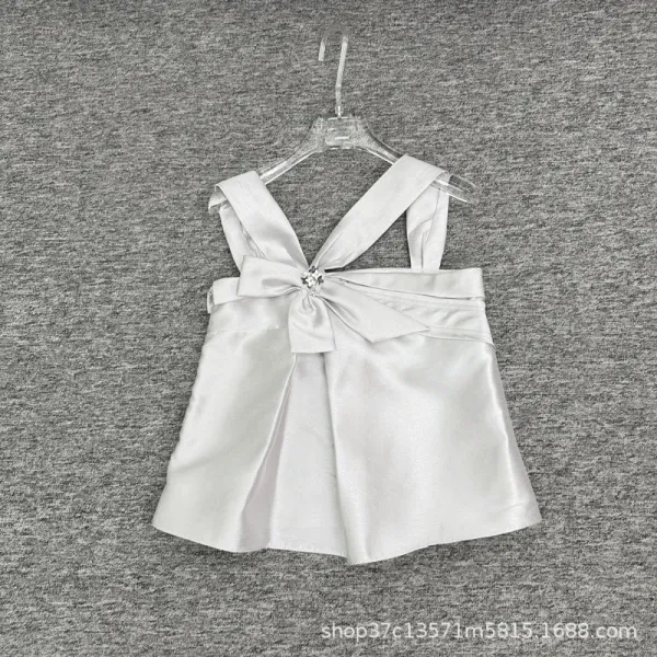 Design Bow-Back Satin Top White - 1