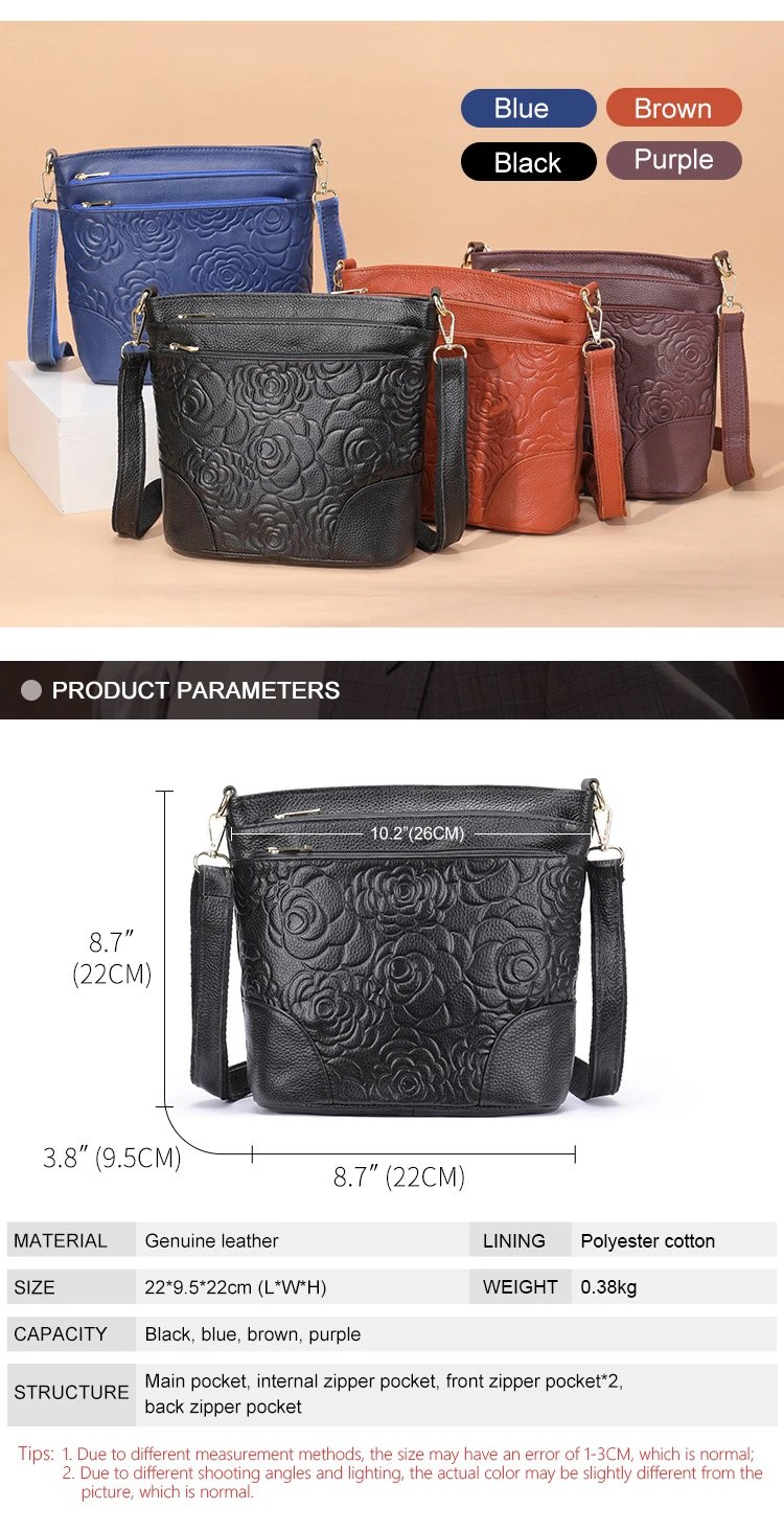 Design Floral Embossed Gray Crossbody Bag - 11