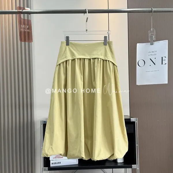 Design Mango Home Pleated A-Line Skirt Light Green Skirt - 1