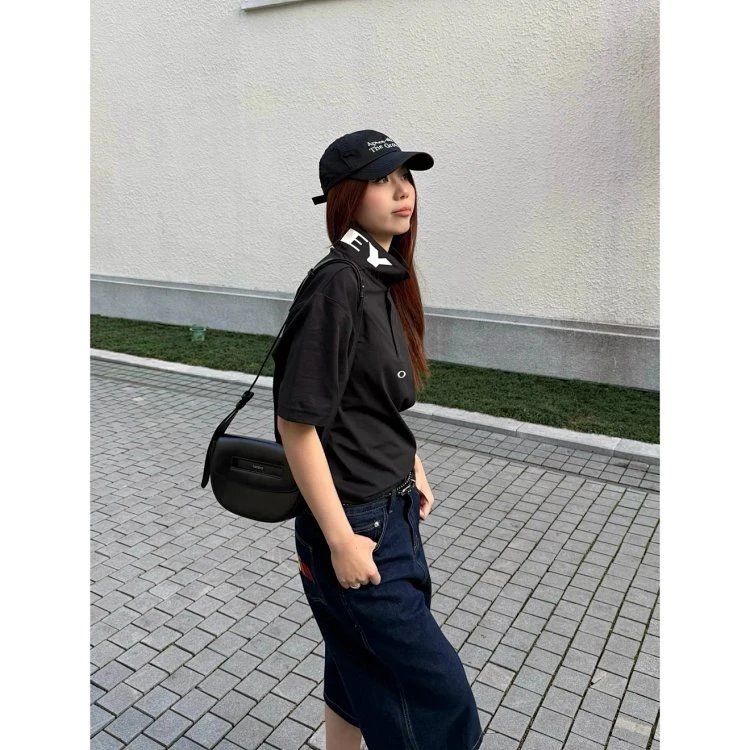 Oakley Classic Black Polo Shirt Oversized Streetwear