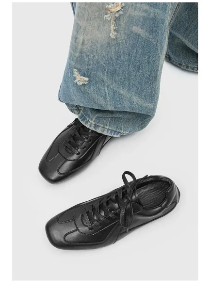Design Black Leather Low-Top Sneakers - 14