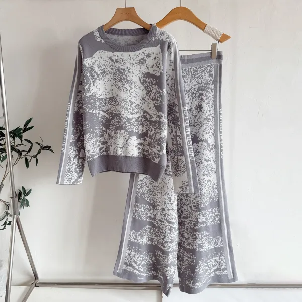 Dior Oblique Print Knit Set White / Black - 10