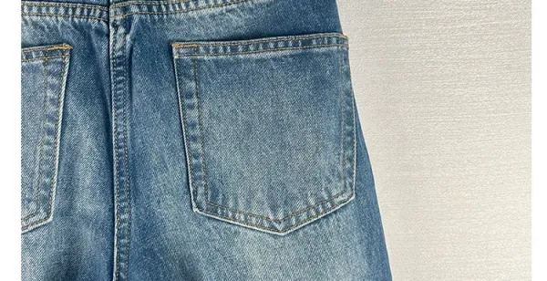 Design Wide-Leg Patchwork Denim Jeans Blue - 27