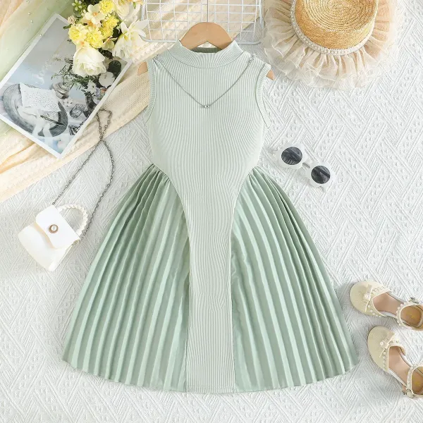 Design Pleated Ribbed Knit Dress Pink - 7