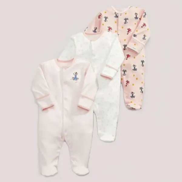 Design Footed Pajamas Set Teal / White / Gray Baby Sleepwear - 18