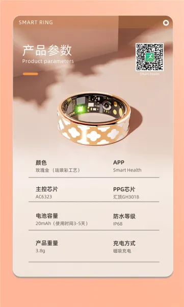 Design Smart Ring Rose Gold Clover Cutout with LED Circuit Jewelry - 13